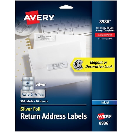 AVERY Label, Inkjt, Foil Address 300PK AVE8986